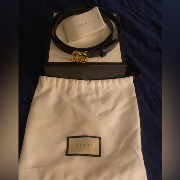 THIN LEATHER DOUBLE GG GUCCI BELT